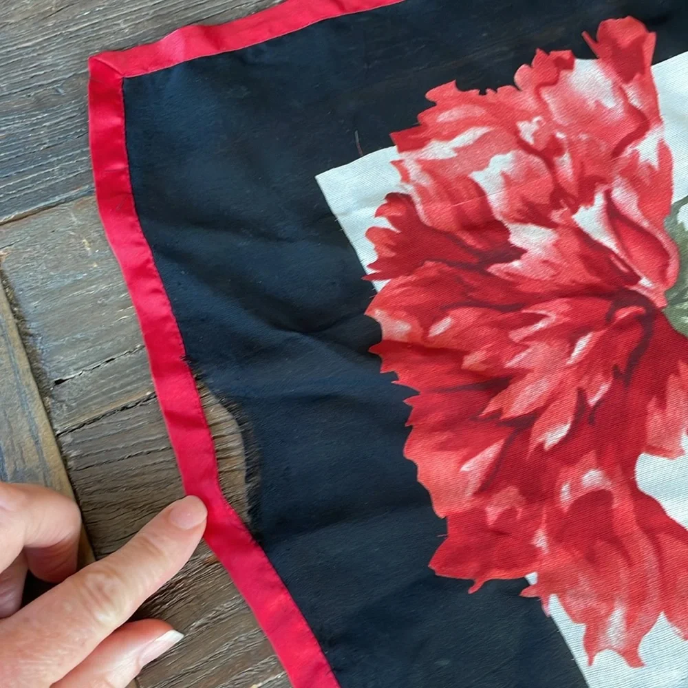 Vintage silk ECHO red floral scarf‎